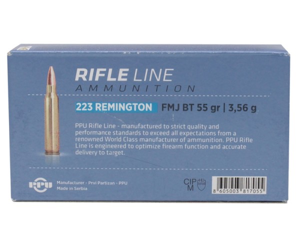 Патрон 223Rem PPU FMJ BT 3,56 г - 3